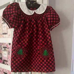 Red and Black Plaid Dress with White Collar